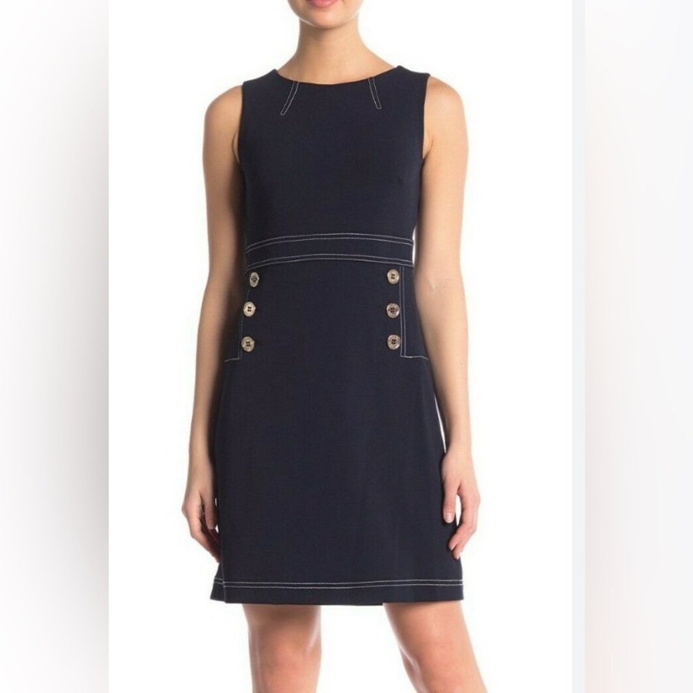 Tommy Hilfiger Nautical Navy Blue Stretch Dress with contrast stitching size 14